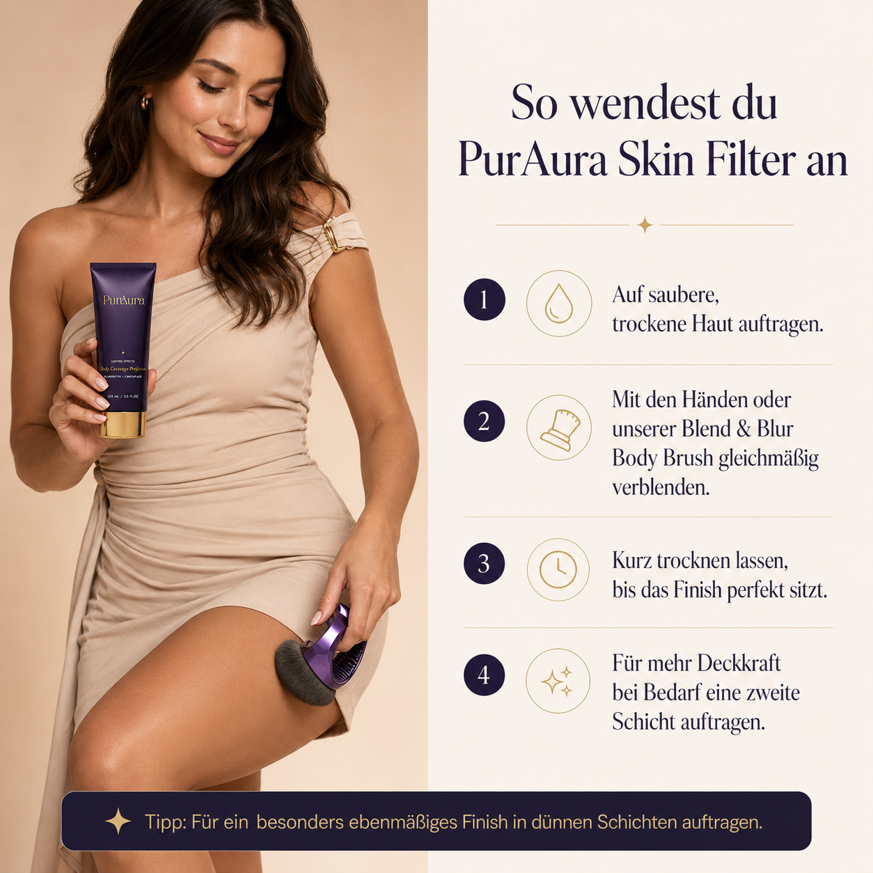 PurAura Skin Filter Body Foundation + Gratis Brush