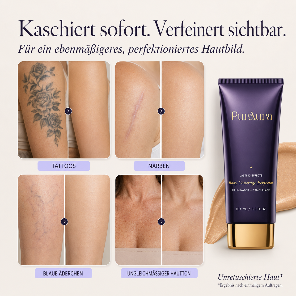 PurAura Skin Filter Body Foundation + Gratis Brush